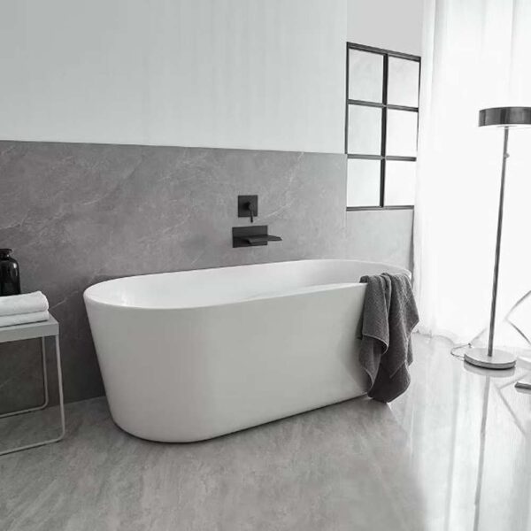 Single Handle Wall Mount Spout Waterfall Tub Faucet Bathtub Filler in Matte Black