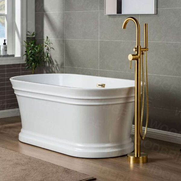Florence Single-Handle Freestanding Tub Faucet with Hand Shower in Brushed Gold