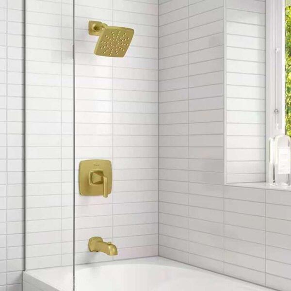 Bruxie 1-Handle 1-Spray Tub and Shower Faucet 1.8 GPM in Brushed Gold (Valve Included)